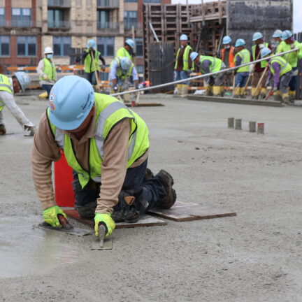 Miller & Long Concrete pouring CarbonCure concrete at Amazon HQ2
