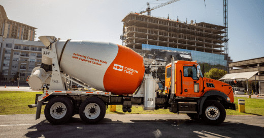 CarbonCure concrete truck at job site