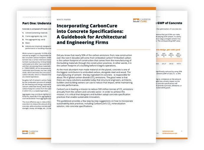 Incorporating CarbonCureinto Concrete Specifications:A Guidebook for Architecturaland Engineering Firms